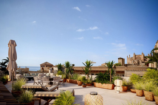 Lujoso ático dúplex de diseño exclusivo con terraza y vistas al mar en pleno casco antiguo de Palma