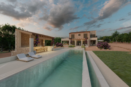 Exclusiva finca de nueva construcción con piscina y maravillosas vistas entre Campos y Santanyi