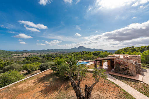 Vista a la casita de huéspedes